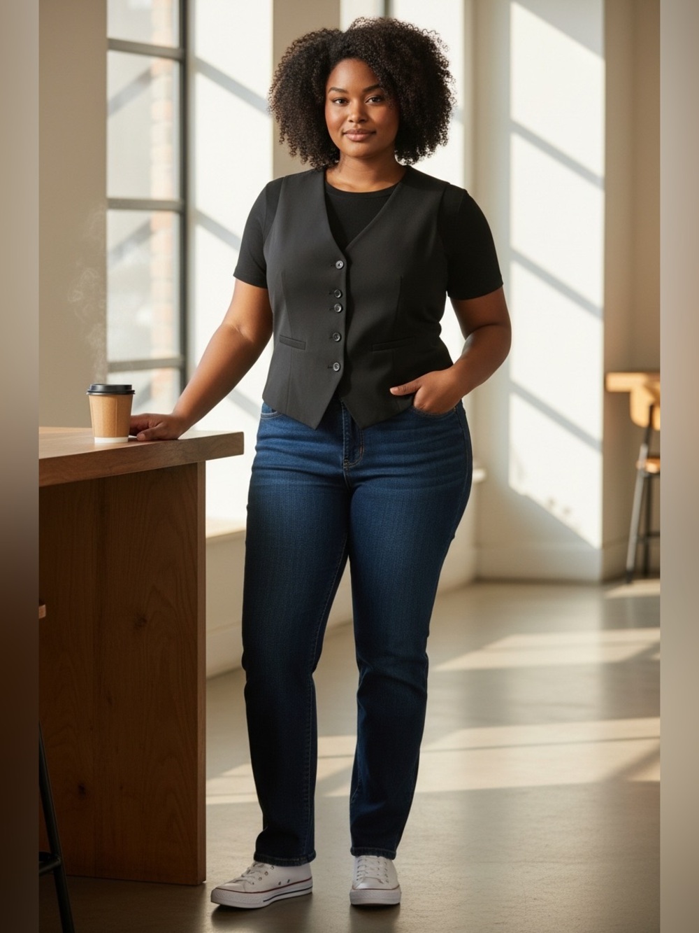 torrid Black Fitted Button Vest